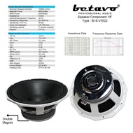 BETAVO B18 V5522 Original Double Magnet Speaker V 5522 Komponen Mahnet 18 Inch Coil 55 RMS 2000w Max
