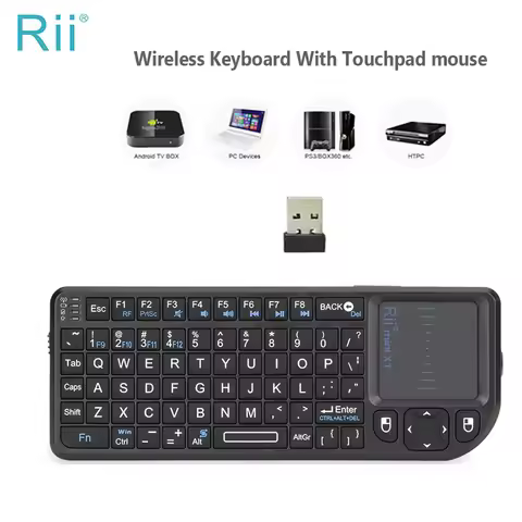 Original Rii X1 2.4GHz Mini Wireless Keyboard English/RU/ES/FR Keyboards with TouchPad for Android T