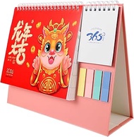 SEWACC 2024 Desk Calendar Standing Flip Calendar Year of The Dragon Calendar with Notepad and Index Tabs for Schedule Planner B, 24.00X20.00X8.00CM, Z57B05W83G7QLQQ1RP18DKA1