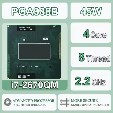 Intel Core I7-2670QM Computer CPU Processor Server I7 2670QM Socket G2 / RPGA988B SR02N