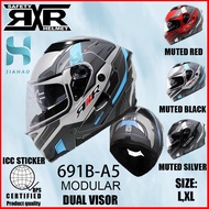 RXR MODULAR Design Motorcycle HELMET 691B-A5 DUAL VISOR WITH ICC (BPS) LARGE XL FULL FACE Motor Helm
