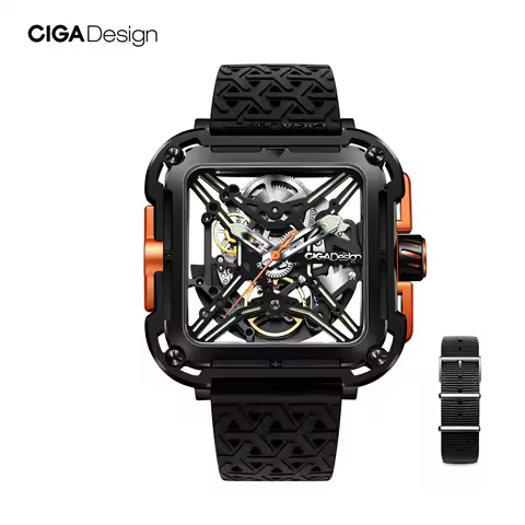 CIGA Design Square Skeleton Automatic Watch Men Fashion X Series SUV Luminous Anti-shock Mechanical 