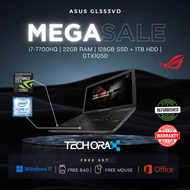 ASUS GL553VD | i7-7700HQ | 22GB RAM | 128GB SSD + 1TB HDD | GTX1050 | Win11 + Free Bag & Mouse