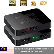 HDMI Splitter 1 in 2 Out, 4K HDMI Splitter for Dual Monitors Duplicate/Mirror Only, 1x2 HDMI Splitte