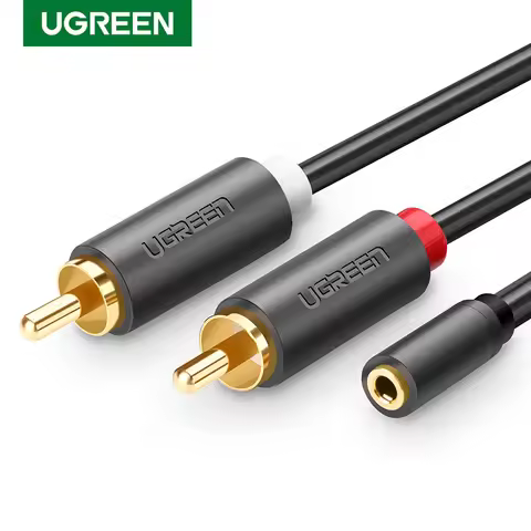 UGREEN RCA Cable 2 RCA Male to Female 3.5mm Jack Adapter Audio Cable Aux Cable for iPhone Edifer Hom