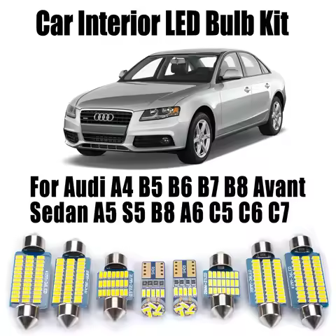 LED Interior Bulb Light Kit For Audi A4 B5 B6 B7 B8 Avant Sedan A5 S5 B8 A6 C5 C6 C7 Vehicle Door Ma