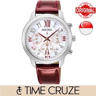 [Time Cruze] Seiko Lukia Chronograph Limited Edition Quartz Red Leather Women Watch SRWZ81P1 SRWZ81 SRWZ81P