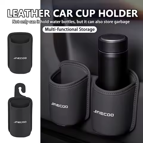 Car Leather Cup Holder Hang Drink Storage Box Accessories For JAECOO J7 J8 Omoda C9 AWD