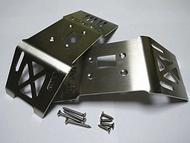 Stainless Steel Front + Rear Skid Plate Chassis Protect Armor Guard for HPI 1/8 Savage Flux HP XL 4.