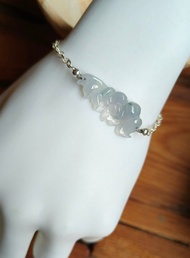 緬甸天然冰種紫翡翠花手牌 925純銀手鍊