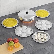 Ecom Stainless Steel Idli Cooker Multi Kadai Steamer with Copper Bottom All-in-One Big Size 5 Plate