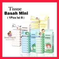 Wet tissue contains 8 packs of trevel wet tissue, baby wet tissue, super wet tissue