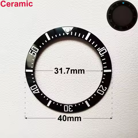 40mm * 31.7mm Ceramic Watch Tilt Bezel Insert Fit 42mm to 44mm Diving GMT Yacht Sea Dweller Watch Ca