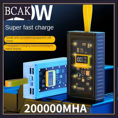 30000mAh 50000mAh 120W Fast Charging Transparent Power Bank 200000mAh Large capacity Mobile Powe BCA