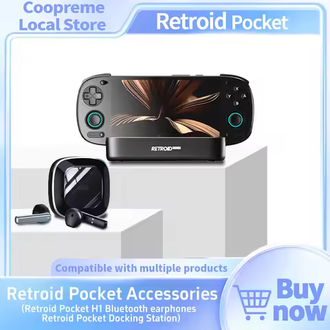 Retroid Pocket 5 Console H1 Bluetooth Earbuds Headphone RP Docking Station Long Battery Life Game Co