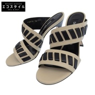 全新 Sergio Roshi SR TIEDUP 皮革涼鞋/高跟鞋，女款，粉筆白和黑色，36 號。