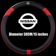 ที่หุ้มพวงมาลัยหนังรถยนต์,ที่ครอบพวงมาลัยรูปเพชรกันลื่นระบายอากาศเส้นผ่าศูนย์กลาง38ซม. พร้อมโลโก้รถย