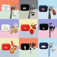 For EarFun Air2 NC Case Cartoon Burger Keychain Pendant EarFun Air2 NC Silicone Soft Shell Case Cute