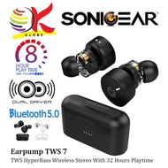 SONICGEAR EARPUMP TWS 7 HYPERBASS WIRELESS STEREO TWS EARSET WITH 32 HOURS PLAYTIME / DUAL DRIVER / MIC / IPX4