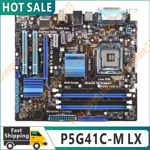 Original P5G41C-M LX Motherboard 1066MHz 2 x DDR2 DDR3 8GB LGA 775 Desktop Mainboard SATA II Plate 1