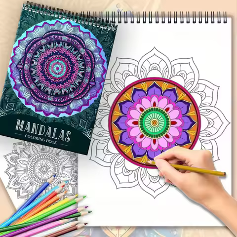 60 Pages Creative Coloring Book Brilliant Mandala Adult Coloring Book Stress Relieving Art Pencil Co