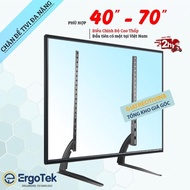 Versatile desktop TV stand for installation of all 40 - 70 inch TV brands ErgoTek E602 - TV desk sta