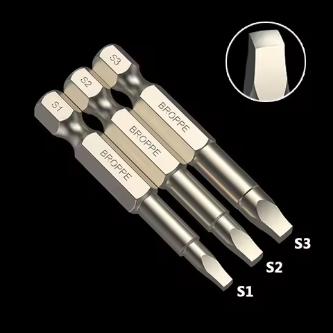 Broppe 3Pcs Set 50mm Electric Driver Bits Hand Tool Screwdriver Bit S1 S2 S3 1/4 Inch Hex Shank Magn