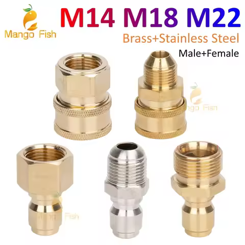 1PCS Copper M14 M18 M22 Brass High Pressure Quick Connector Water Gun Adapter Car Washer Joints Gard