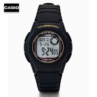 Velashop นาฬิกาข้อมือผู้ชายคาสิโอ ดิจิตอล Casio Standard Digital สายยางเรซิ่น หน้าปัดดำ ขอบทอง รุ่น 