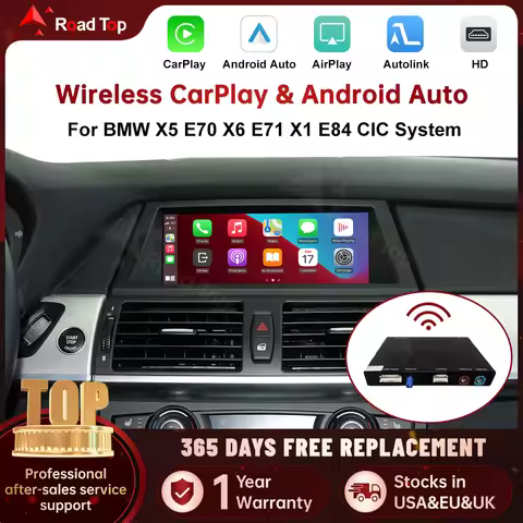 Road Top Wireless CarPlay for BMW CIC X5 E70 X6 E71 2011-2013 X1 E84 2009-2015 with Android Mirror L