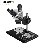 LUOWEI LW-TR03-B3TV Trinocular Microscope 7-68X Zoom For Mobile Phone PCB Repair 0.5X Adapter HD Opt