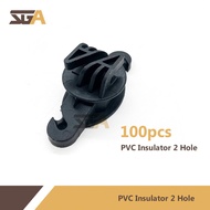 SGA 100pcs PVC INSULATOR 2 HOLE for Electric Fencing / Pagar Elektrik Kebun