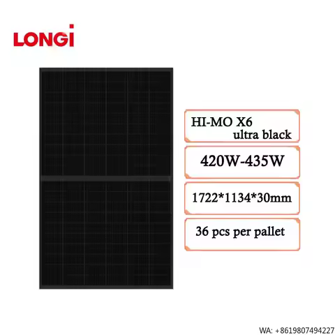 Longi Hi-MO X6 Artist LR5-54HTDB 420-435M Ultra Black High Quality Solar Panel 420w 425w 430w All Bl