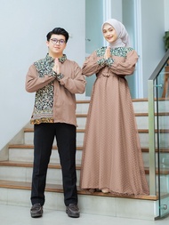 CP Faizal Batik Couple muslim kemeja L/XL Gamis BUSUI M/L baju pasangan muslim bahan shakila kombinasi batik dan tile dot baju lebaran