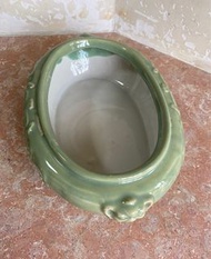 如意吉祥花盆 - 淡茶綠色、橢圓形