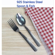 Stainless Steel Spoon Fork 808/925 Sudu Garfu Normal Thick Economy 12pcs Set Cutlery Utensils