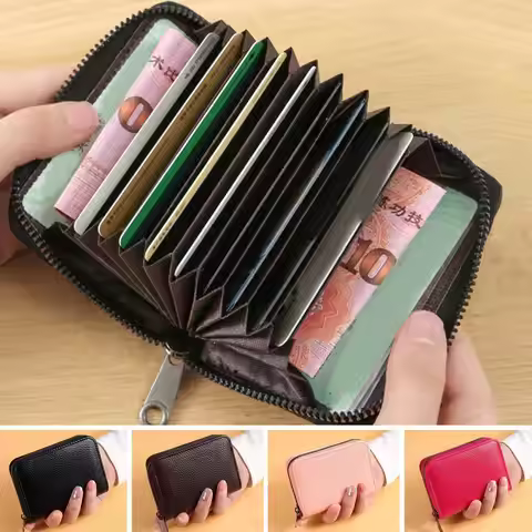 Card Holder PU Credit Card Wallet With Zipper Coin Pocket Slim Credit Card Case Business Bank Credit
