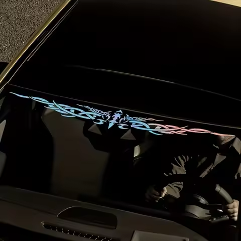 1PC Laser Reflective Wing Stripe Decal - 98.5x11.8cm Vinyl Sticker for Car Exterior (Cool Totem Desi