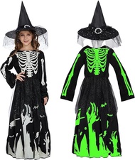 Halloween Womens Night Light Death Skull Skeleton Dress Up Girl Halloween Party COS Dress Up