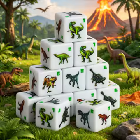 12Pcs Dinosaur D6 Dice Set, Suitable for Tabletop Games, Board Games RPG、DND、Party Discounts, 6-Side