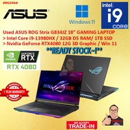 Gaming Laptop USED ASUS ROG STRIX SCAR 18 G18 G834JZ Intel i9 13980HX 32GB 1TB SSD RTX4080 RTX 4080 