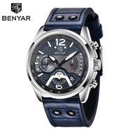 BENYAR Top Brand 42mm lelaki aloi kuarza Watches lelaki Pilot kalis air kulit Watch lelaki sukan Chr