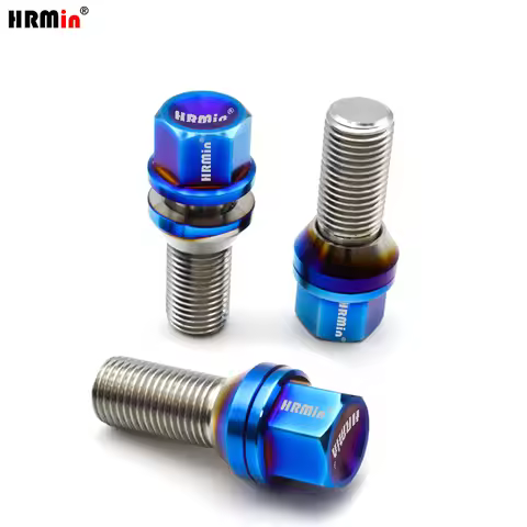 HRMin Gr5 titanium wheel rim bolt screw M14x1.25x28-65mm Free cone washer 10PS