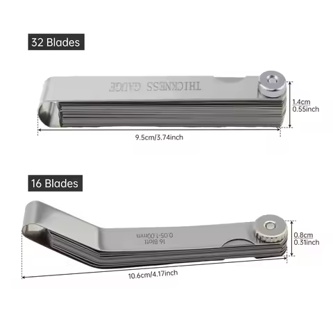 2pcs Feeler Gauge Kit 0.05-1mm 0.04-0.88mm Metric Imperial Scale Filled Feeler Gauge Measuring Gap f