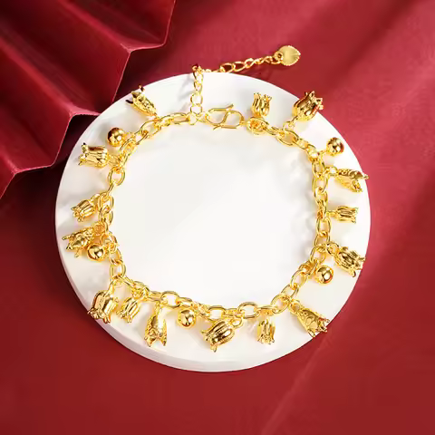 Luxury 24K 9999 Pure Gold real gold Women's Fruitful Suzuki Bracelet