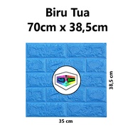 WD Wallpaper 3D Foam Sticker Warna Biru Tua Premium Wall Paper Tebal 3MM Wallpaper Stiker