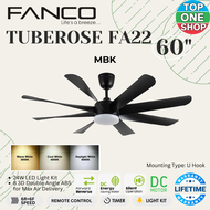FANCO | Tuberose FA22 60 Inches 8 Blade 3C 24W LED DC Motor 12 Speed R/F Remote Control Ceiling Fan