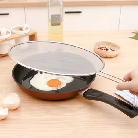 Stainless Steel Oil Proof Mesh,Easy Clean Splatter Guard for Frying Fish Meat,Oil Splatter-Screen wi