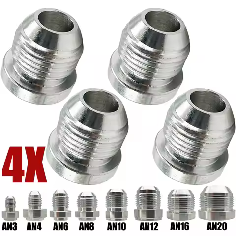 4X Aluminum Hose Fitting AN3 AN4 AN6 AN8 AN10 AN12 AN16 AN20 Male Weld On Fitting Adapter Weld Bung