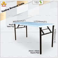 3V®️ 2' x 5' Folding Banquet Table / Foldable Banquet Table / Function Table / Catering Table / Buffer Table / Hall Table / Office Table / Folding Table with Plastic Table Top